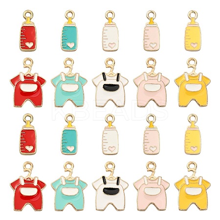 40Pcs 10 Styles Alloy Enamel Pendants ENAM-CJ0002-40-1