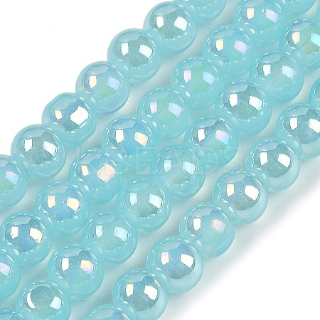 Baking Paint Electroplate Glass Beads Strands GLAA-G120-01J-1