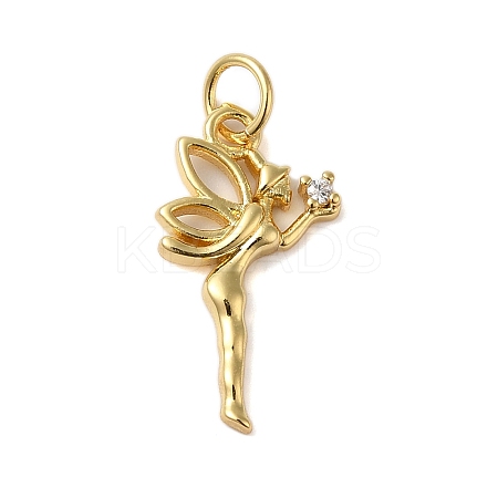 Rack Plating Brass & Clear Cubic Zirconia Pendants KK-S372-12G-1