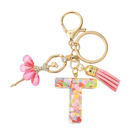 Letter A~Z Transparent Glitter Resin Pendant Keychains KEYC-FZ00024-20-1
