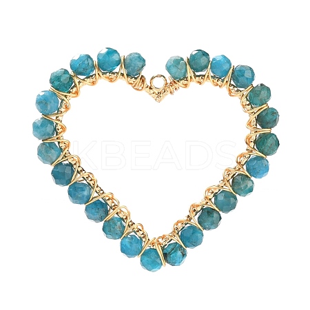 Heart Natural Faceted Apatite Pendants PALLOY-JF00511-04-1