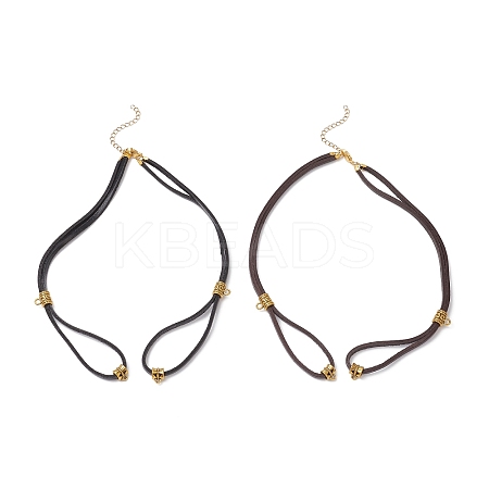2Pcs 2 Colors Cowhide Leather Cord Double Layer Necklace Making AJEW-JB01355-1