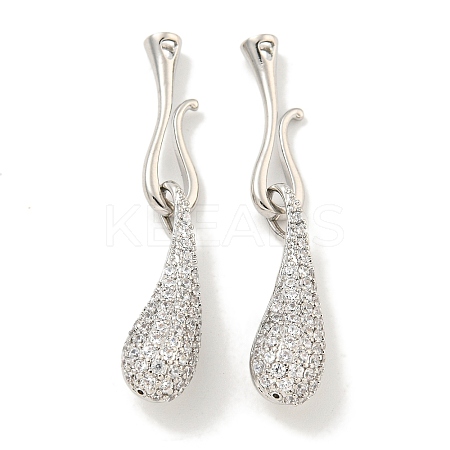 Brass Micro Pave Clear Cubic Zirconia S-Hook Clasps KK-L211-008P-1