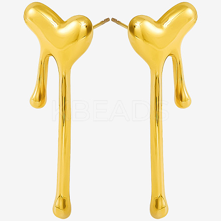1 Pair Stylish Heart Tassel 304 Stainless Steel Stud Earrings for Women WI4512-2-1