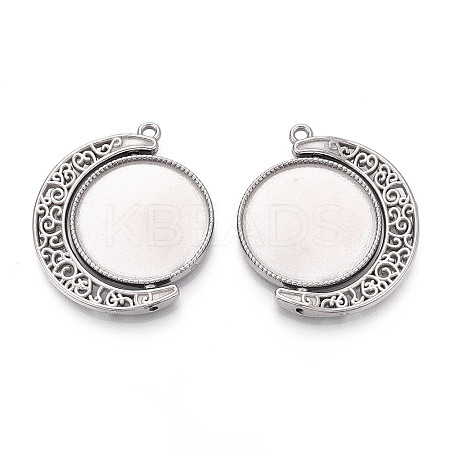 Non-Tarnish 304 Stainless Steel Rotatable Pendant Cabochon Settings X-STAS-N114-01P-1