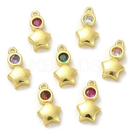 30Pcs Brass Micro Pave Cubic Zirconia Pendants ZIRC-CJ0001-17-1