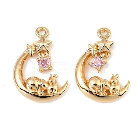 Brass Micro Pave Cubic Zirconia Pendants KK-C155-19G-02-1