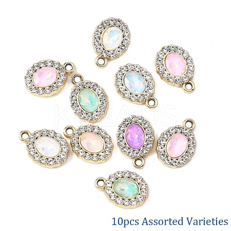 10Pcs UV Plating Alloy with Mixed Color Glass Rhinestone Pendants FIND-YW0009-03A-1