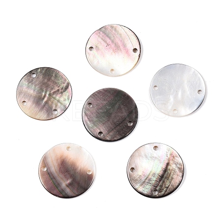 Natural Black Lip Shell Flat Round Chandelier Component Links SSHEL-T017-08-1