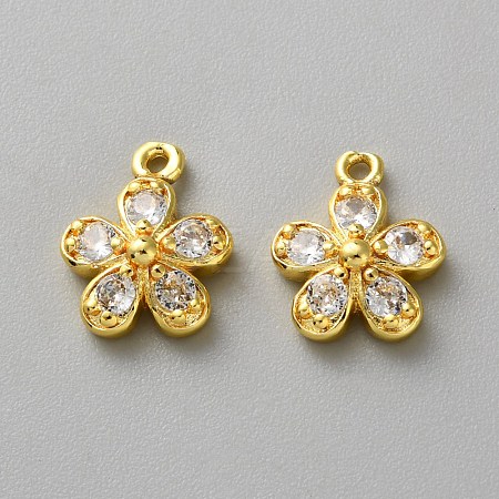 Brass with Cubic Zirconia Charms KK-WH0095-13G-1