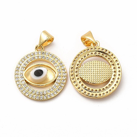 Rack Plating Real 18K Gold Plated Brass Micro Pave Clear Cubic Zirconia Pendants ZIRC-L102-07G-12-1