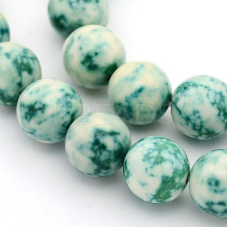 Natural Ocean White Jade Round Beads Strands X-G-F188-8mm-01-1
