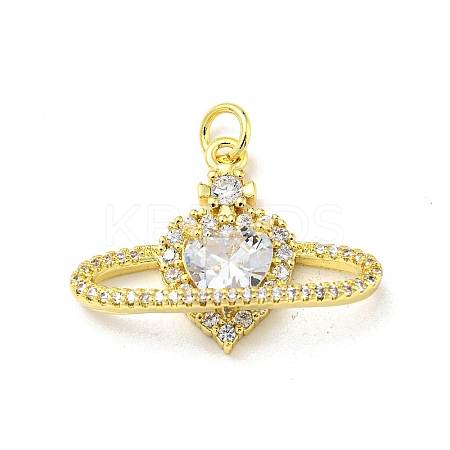 Brass Micro Pave Cubic Zirconia Pendants FIND-Z023-11G-1