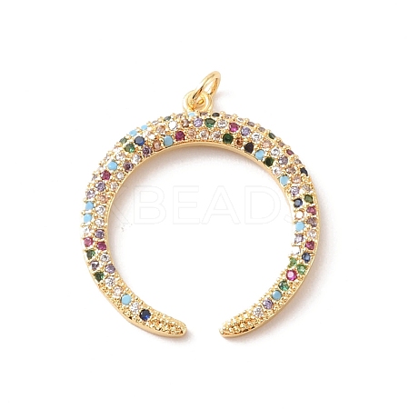 Rack Plating Brass Micro Pave Cubic Zirconia Pendants KK-F852-15G-1