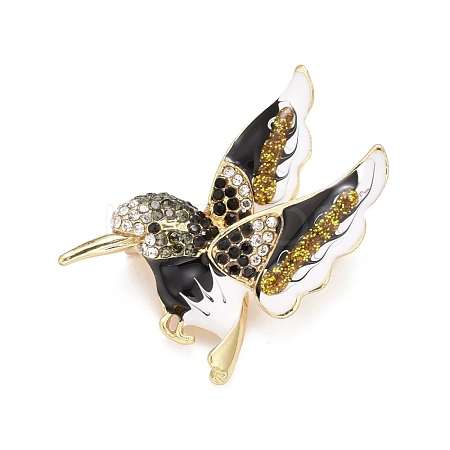 Bird Enamel Pin with Rhinestone JEWB-A004-18G-A-1