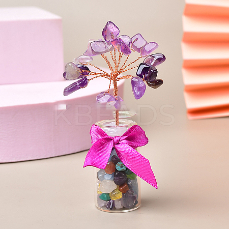 Natural Amethyst Chips Tree of Life Decorations DJEW-PW0013-19Q-1