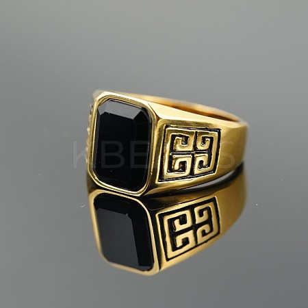 304 Stainless Steel & Obsidian Finger Rings for Men FS-WG9DF95-06-1