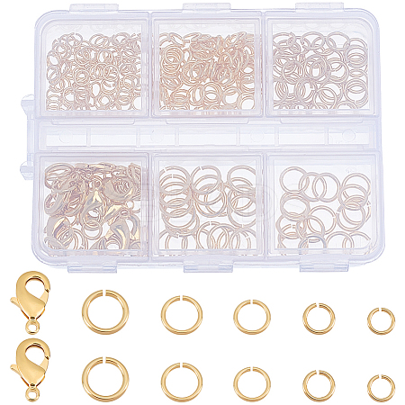 290Pcs 5 Styles Rack Plating Brass Jump Rings KK-BBC0017-95-1