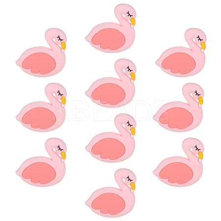 10Pcs Cartoon Flamingo Silicone Beads JX703A-1