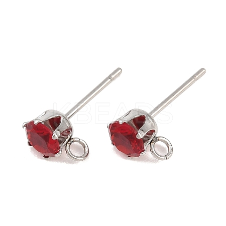 304 Stainless Steel Micro Pave Cubic Zirconia Stud Earring Findings STAS-H240-56P-03-1