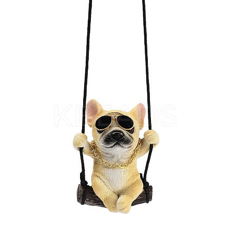 Cute Resin Swinging Bulldog Pendant Decorations LS-HJEW-A010-01A-1