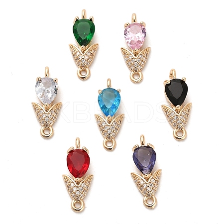 Glass Teardrop Connector Charms KK-M314-14KCG-1