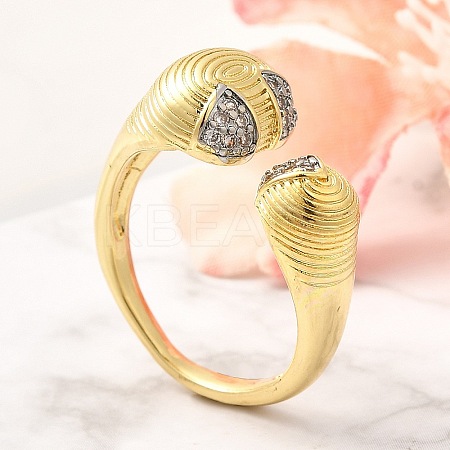 Brass Micro Pave Clear Cubic Zirconia Cuff Rings RJEW-U035-04GP-1