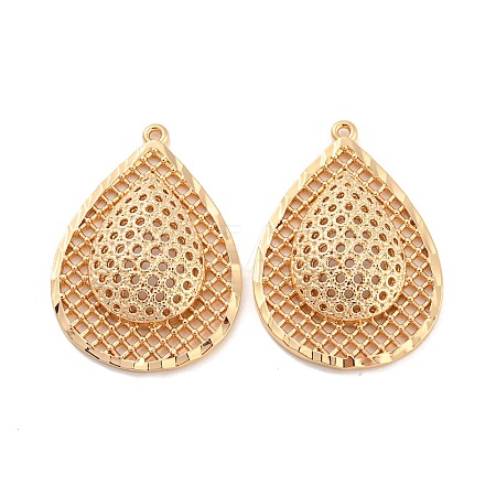 Rack Plating Brass Hollow Pendants KK-P244-10KCG-1