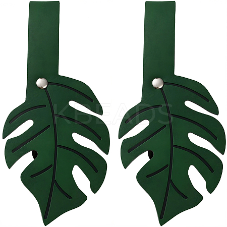 2Pcs Leaf PU Leather Cardigan Clips JEWB-CL0001-01A-1