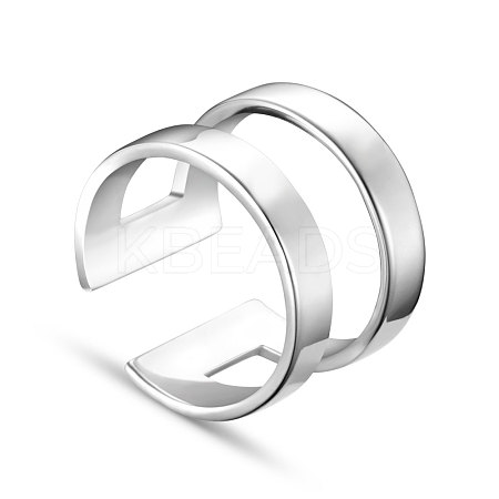 SHEGRACE Simple Fashion Rhodium Plated 925 Sterling Silver Cuff Rings JR154A-02-1