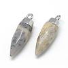Natural Flower Agate Pointed Pendants G-Q495-06P-2