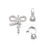 Brass Micro Pave Clear Cubic Zirconia Peg Bails Fold Over Clasps KK-S360-178-4