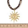 304 Stainless Steel Sun Pendant Leopard Print Polyester Cord Necklaces for Women NJEW-D340-04G-5