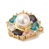 Rack Plating Brass Micro Pave Colorful Cubic Zirconia with Plastic Pearl Beads Pendants KK-P267-19G-2