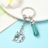 Alloy with Resin Imitation Synthetic Turquoise Keychain KEYC-YW00087-04-1