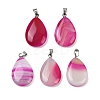 Dyed Natural Banded Agate Pendants G-G202-09B-1