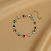 Brass Glass Link Chain Bracelets for Women WGAE243-02-1