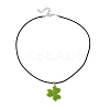 Glass Seed Beads Beaded Clover Pendant Necklaces NJEW-MZ00087-4