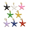 Brass Enamel Starfish Pendants KK-I377-03G-A-1