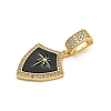 Rack Plating Brass Micro Pave Clear Cubic Zirconia North Star European Dangle Charms KK-U035-17G-01-2