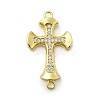 Brass Clear Cubic Zirconia Cross Connector Charms ZIRC-I070-016G-1
