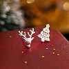 Deer & Christmas Tree Christmas Brass Stud Earrings FS-WG921AB-01-5