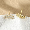 Brass Micro Pave Clear Cubic Zirconia Stud Earrings EJEW-R016-26G-15-3