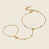 Natural Turquoise 304 Stainless Steel Flower Hand Chain Ring Bracelets for Women EH8478-1