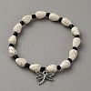 Alloy Charm Synthetic Turquoise Teardrop Beaded Stretch Anklets for Women AJEW-WH0596-282A-1