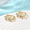 Leaf Brass Micro Pave Clear Cubic Zirconia Hoop Earrings EJEW-H180-29G-3