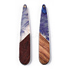 Transparent Resin & Walnut Wood Pendants RESI-ZX017-44-3