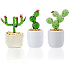 3Pcs 3 Styles Lampwork Cactus Display Decoration DJEW-DC0001-16B-1