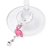 Flamingo Alloy Enamel Wine Glass Charms AJEW-JO00222-3