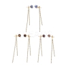 3 Pairs Brass Rhinestone Round Tassel Stud Earrings EJEW-JE06845-1
